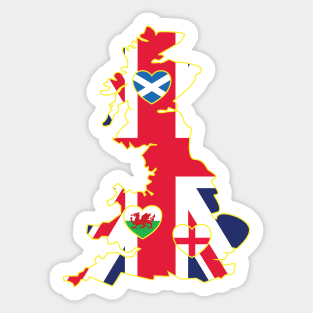 Flags Map Of Great Britain Sticker